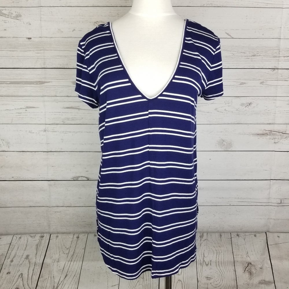 Anthropologie Bordeaux Striped Tee